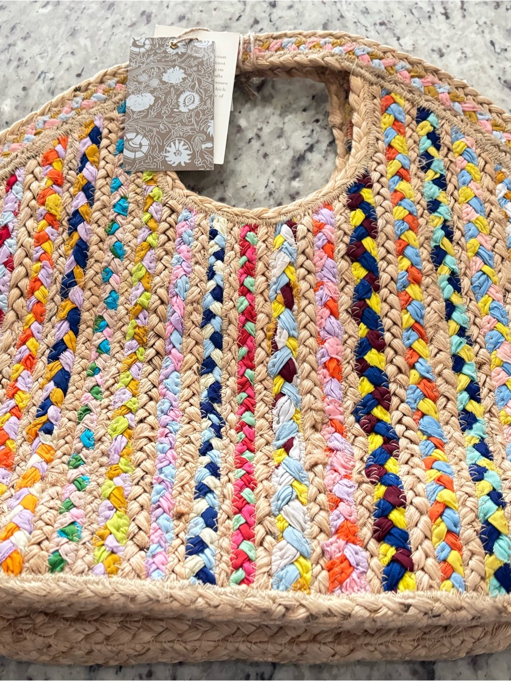 Woven Multicolor Braided Straw Tote
